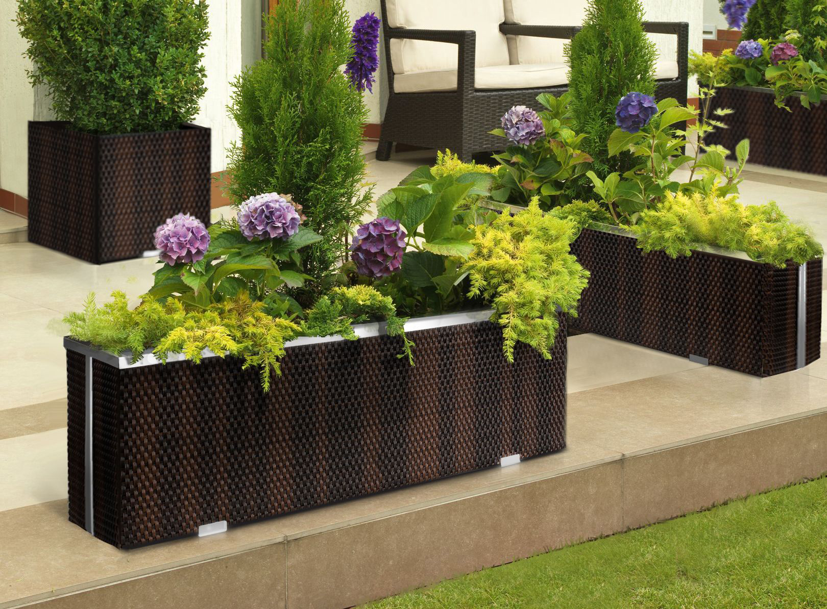 Rattan Pflanzkübel 150 x 39 x 50 cm