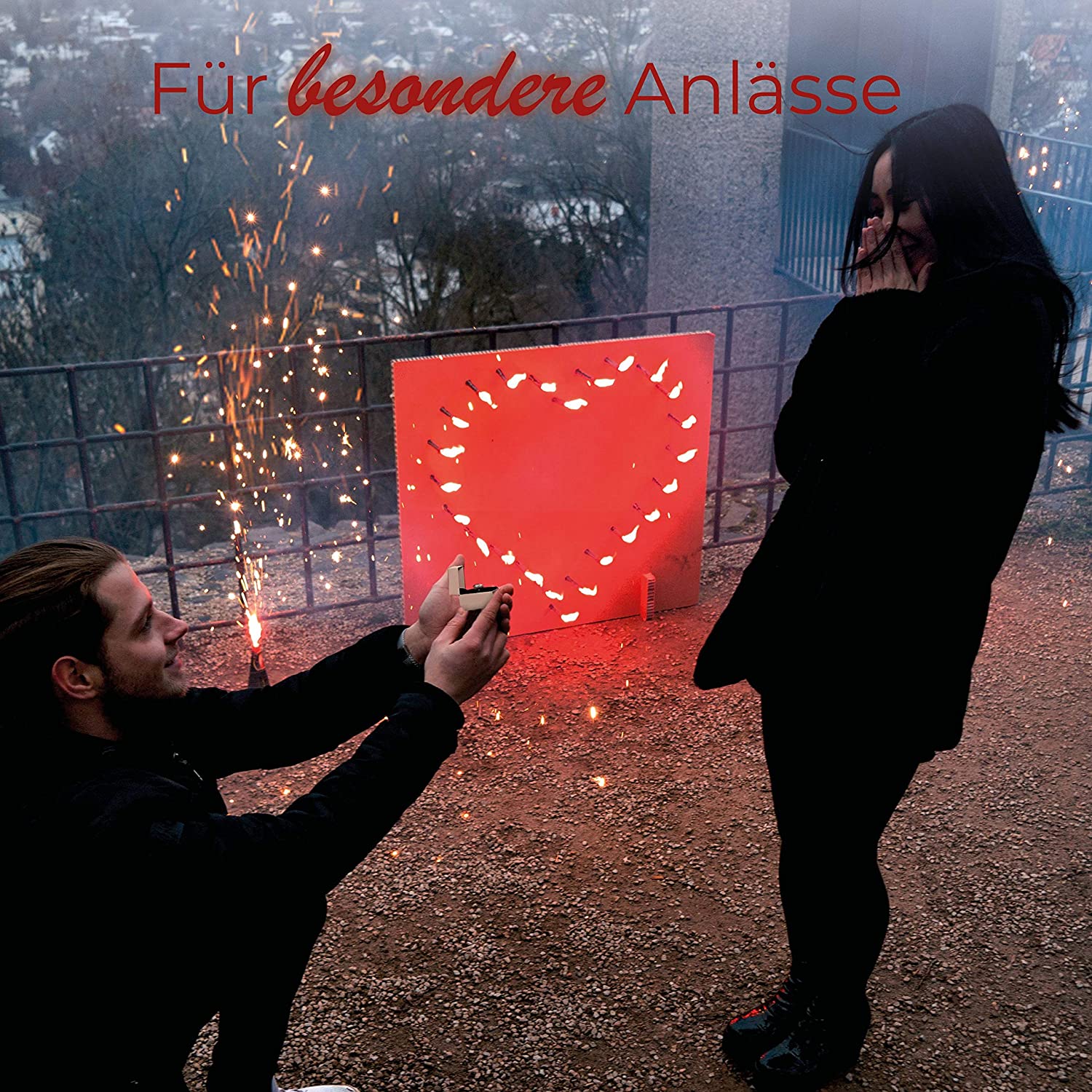 Flammendes Herz für Hochzeit