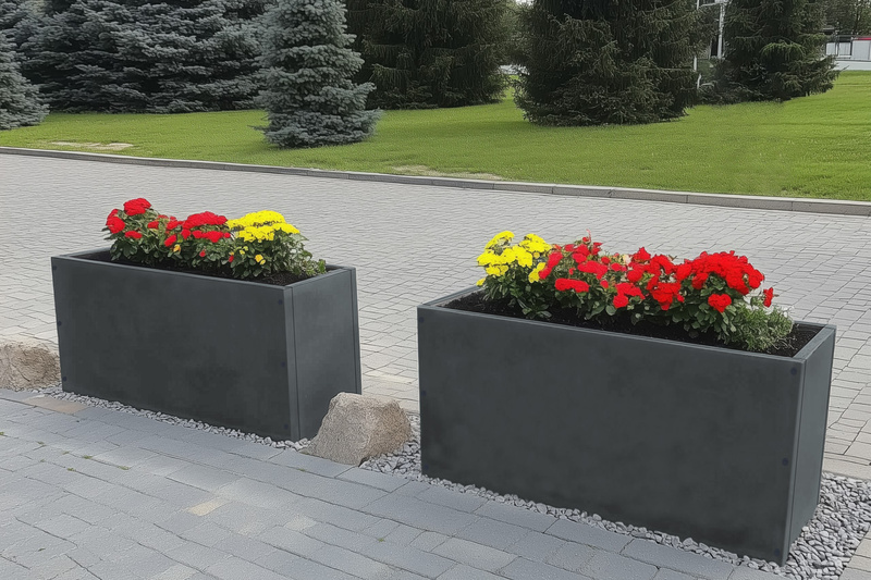 Metall Pflanzkasten mit Wärmeisolierung 150 x 40 x 70 cm | Anthrazit
