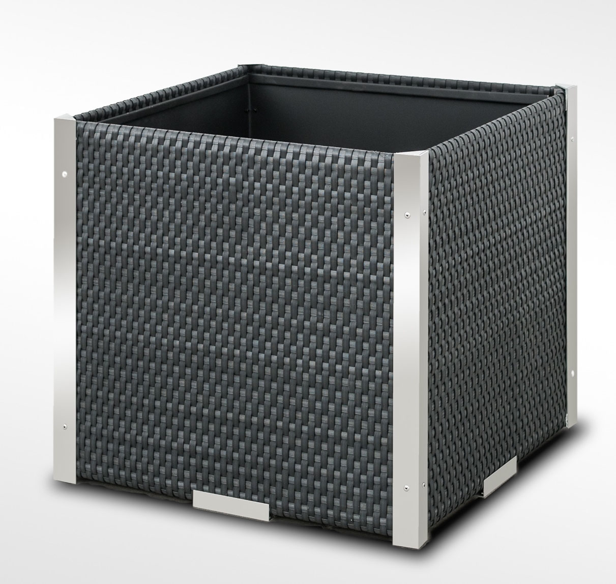 Rattan Pflanzkübel 46 x 46 x 46 cm Metall verstärkt