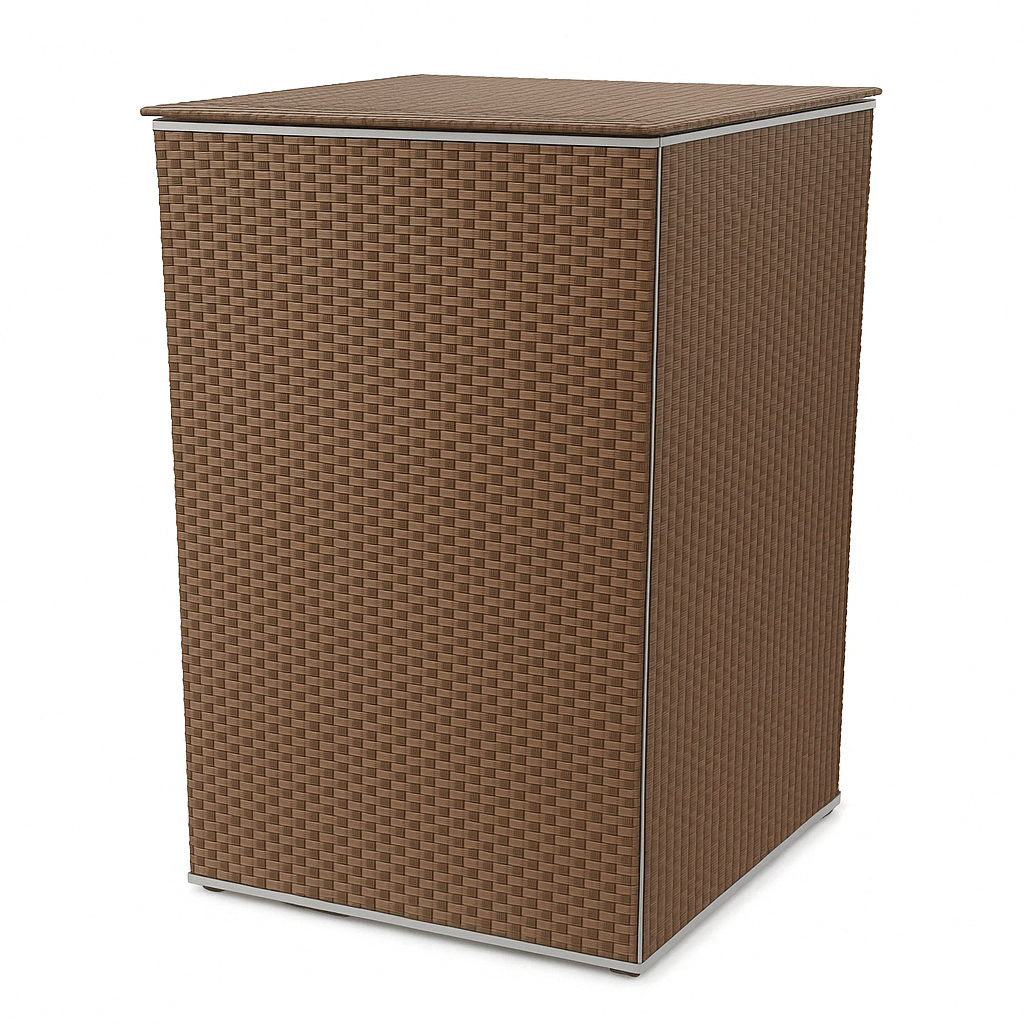 Mülltonnenbox Rattan 240L | 117 x 82,5 x 82,5 cm | Feuerverzinkt mit Rattan Cover | Rostfrei & Massiv